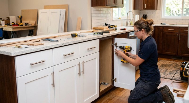 Cherry Cabinet Refacing in Muncie, IN